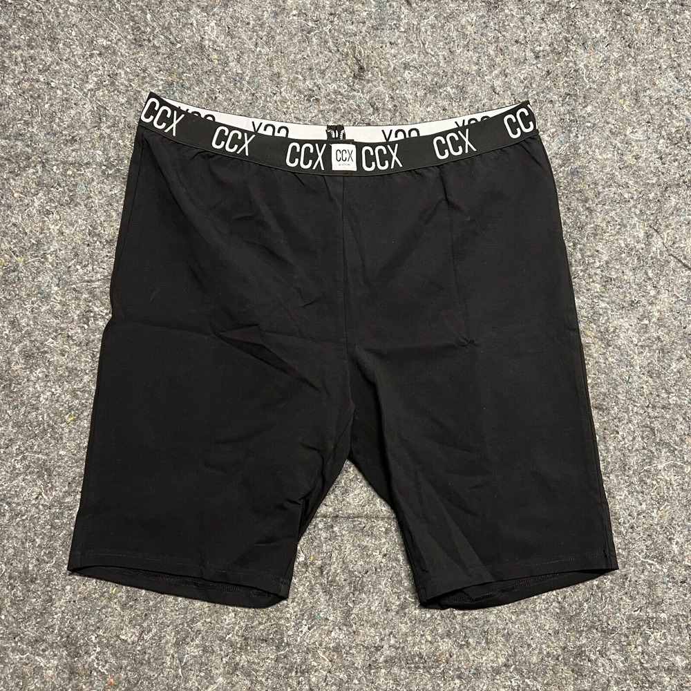CCX City Chic Womens Plus Size 20 L Black Logo Waistband Biker Shorts Activewear
